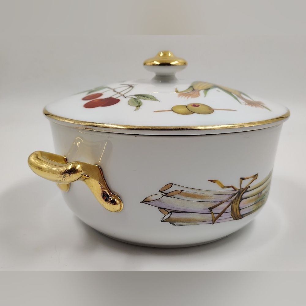 Royal Worcester Evesham Vintage White & Gold Porcelain Covered Serving Dish - Picture 4 of 16